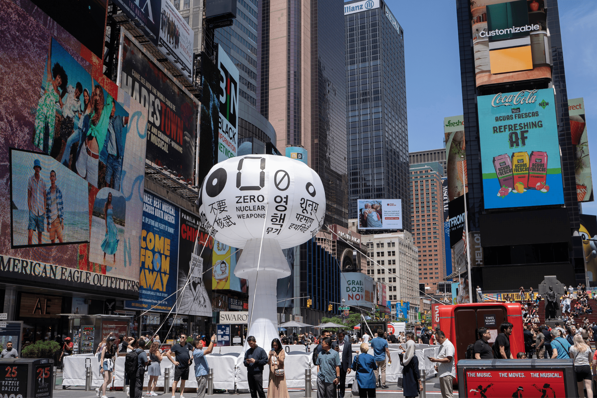 Pedro Reyes Zero Nukes, Installation view, Times Square, New York City, 2022